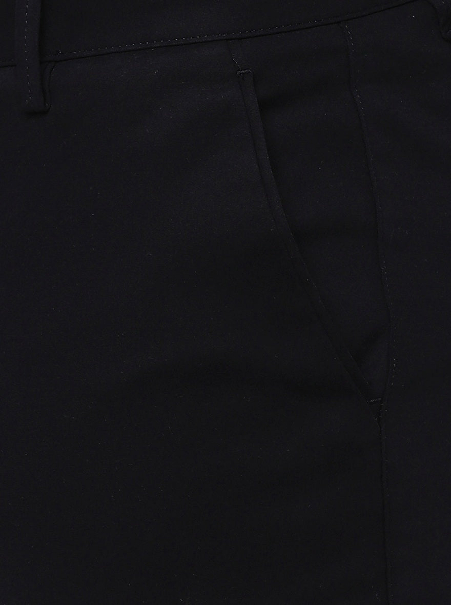 Black Solid Uno Fit Casual Trouser | JadeBlue