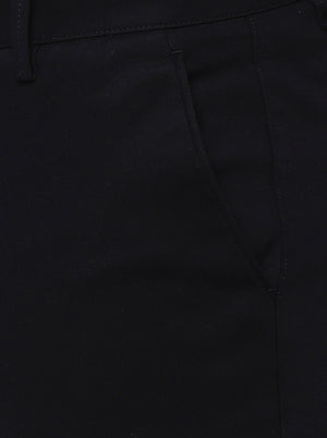 Black Solid Uno Fit Casual Trouser | JadeBlue