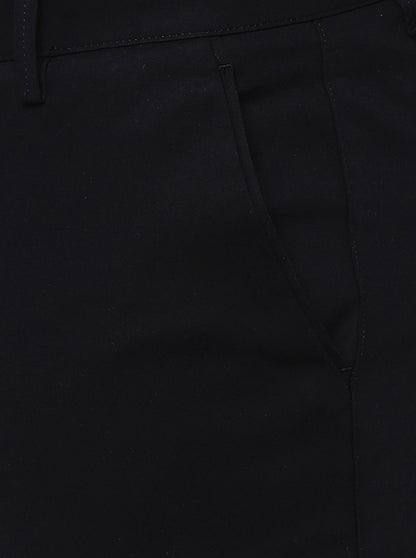 Black Solid Uno Fit Casual Trouser | JadeBlue