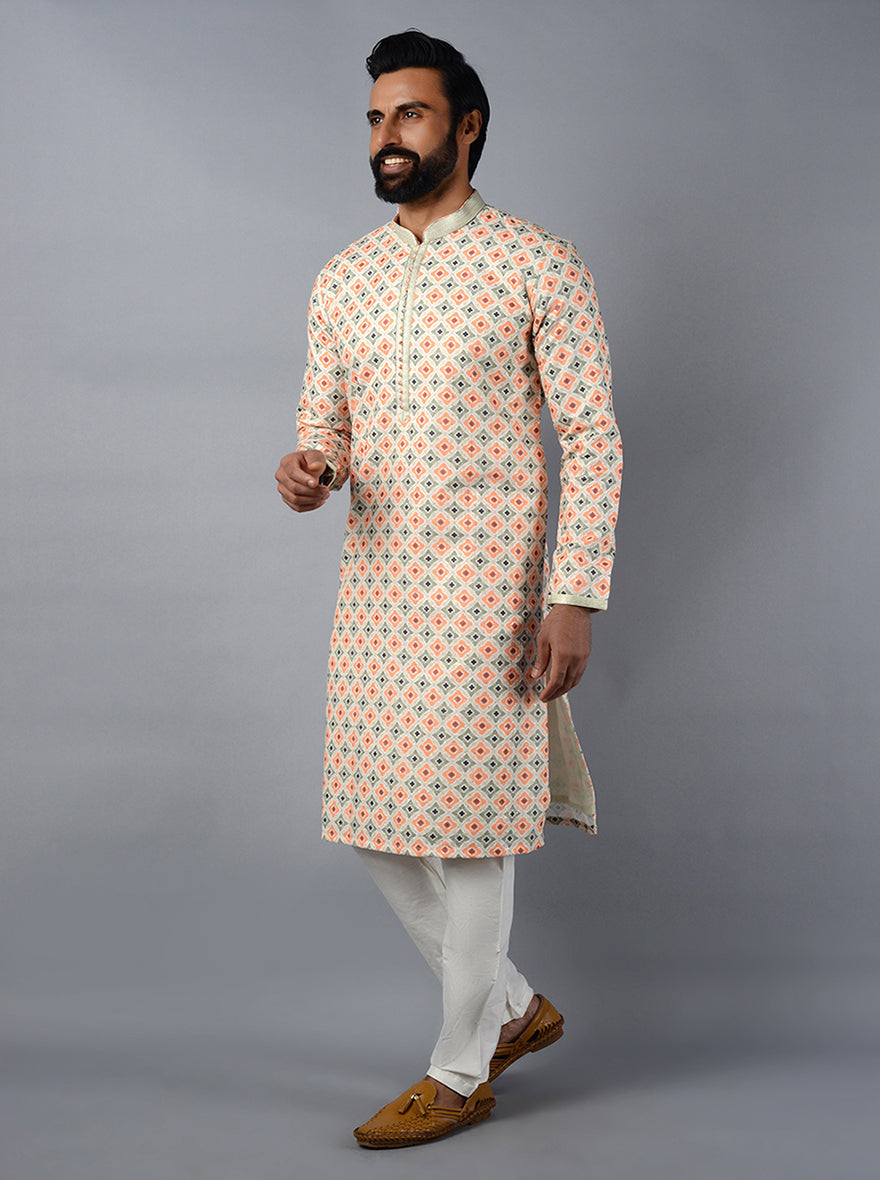 Multicolor Embroidered With Printed Regular Fit Kurta Set | TULA