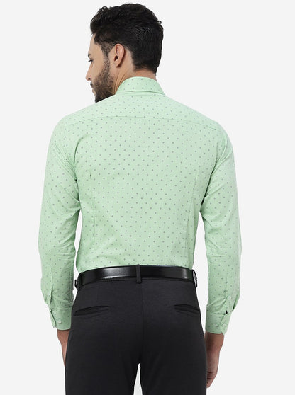Green Printed Slim Fit Formal Shirt | Greenfibre