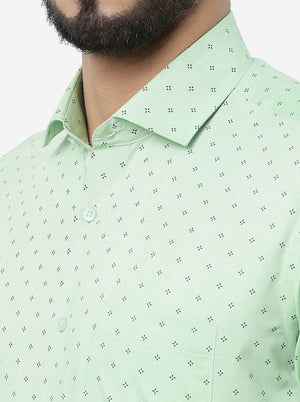 Green Printed Slim Fit Formal Shirt | Greenfibre