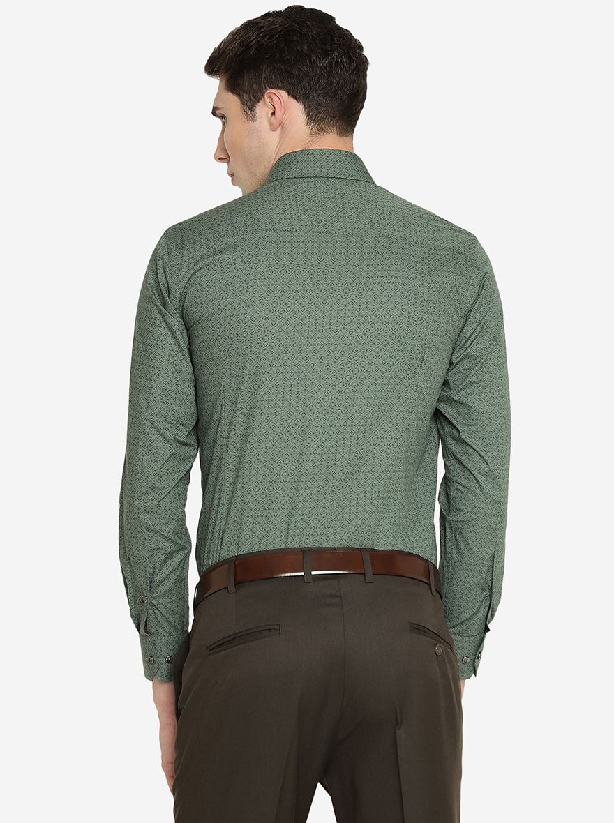 Green Printed Slim Fit Formal Shirt | Greenfibre