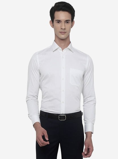 White Dotted Slim Fit Formal Shirt | JadeBlue Youth