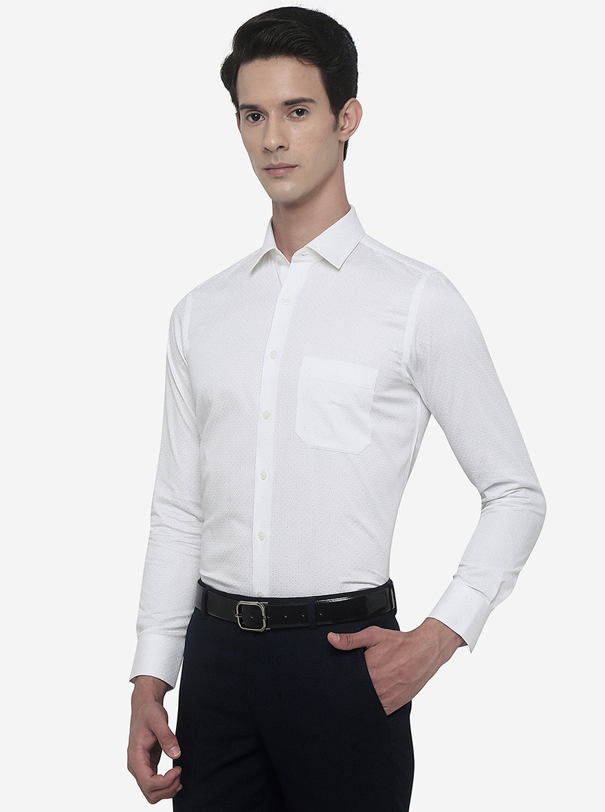 White Dotted Slim Fit Formal Shirt | JadeBlue Youth