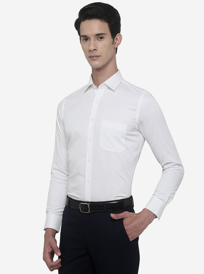White Dotted Slim Fit Formal Shirt | JadeBlue Youth
