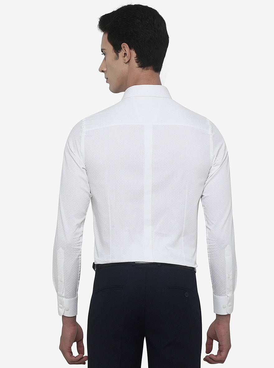 White Dotted Slim Fit Formal Shirt | JadeBlue Youth
