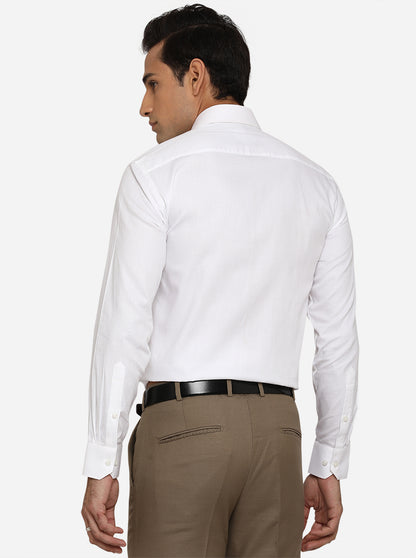 White Dobby Regular Fit Formal Shirt | Greenfibre