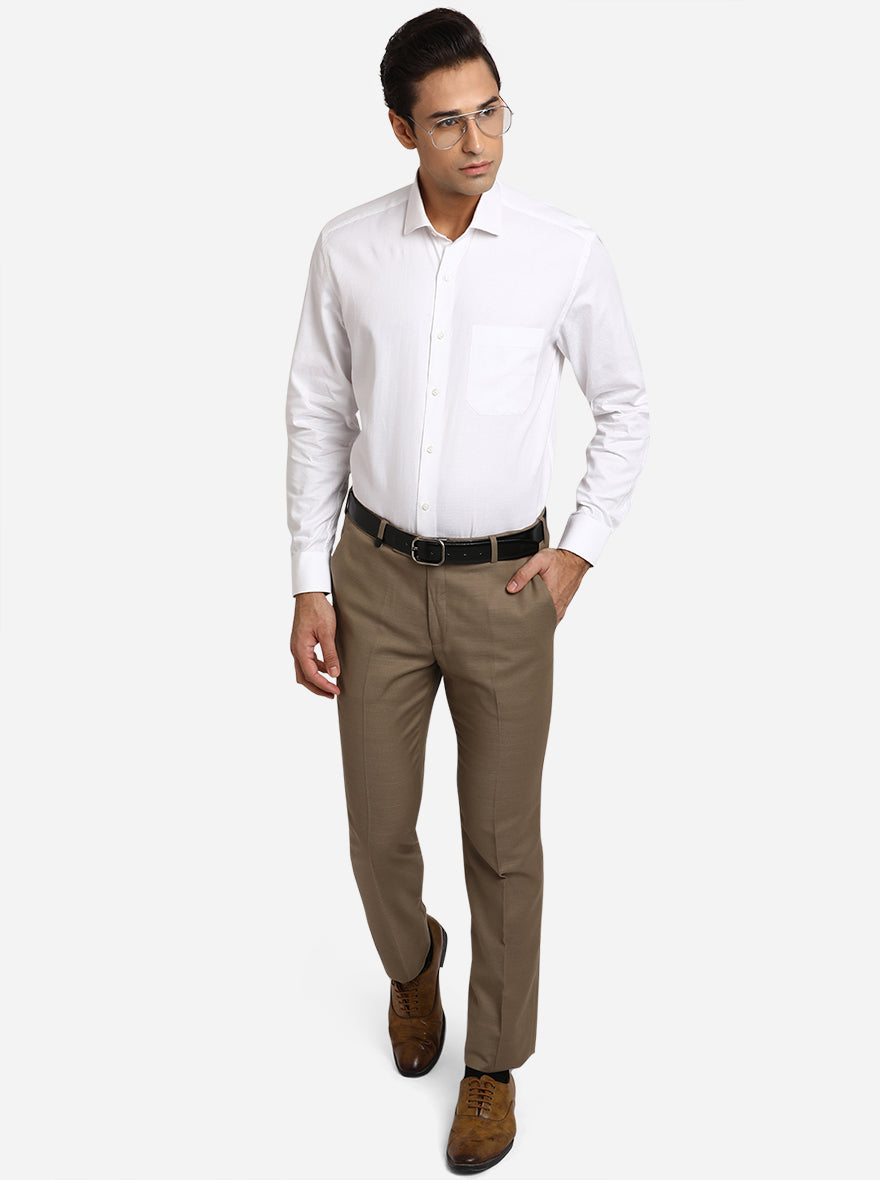 White Dobby Regular Fit Formal Shirt | Greenfibre