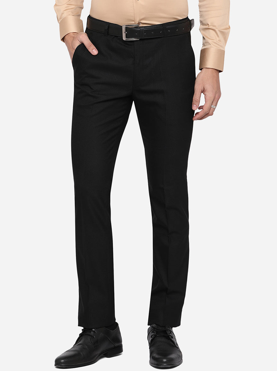 Black Solid Slim Fit Formal Trouser | JB Studio