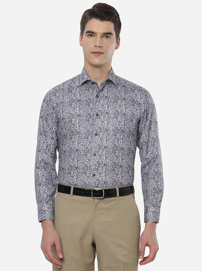 Cloudly Grey Printed Slim Fit Party Wear Shirt | Greenfibre