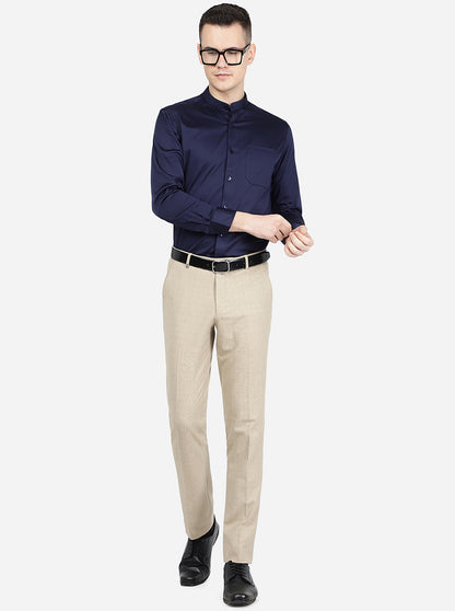 Blue Solid Slim Fit Formal Shirt | Metal