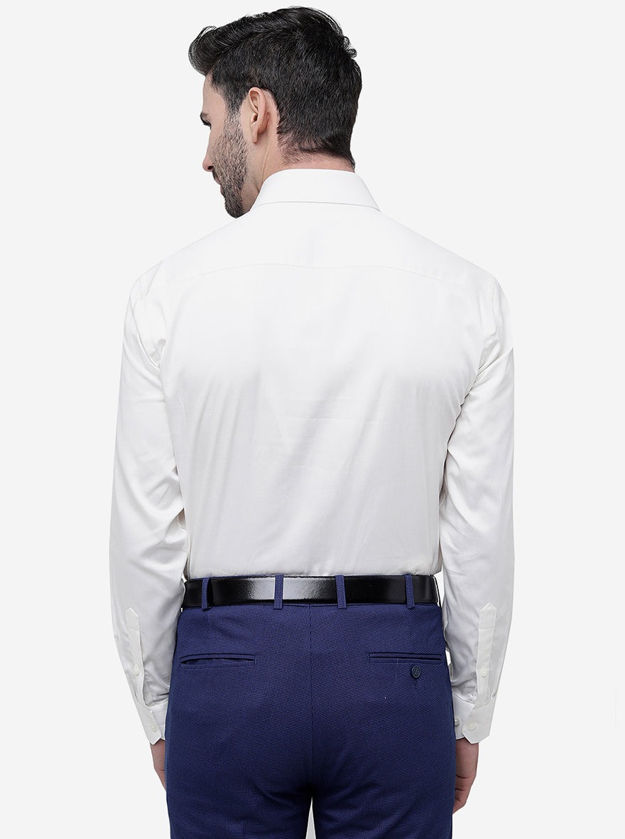 Cream Solid Regular Fit Formal Shirt | JadeBlue