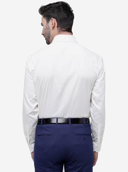 Cream Solid Regular Fit Formal Shirt | JadeBlue