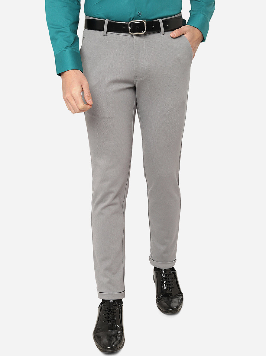 Grey Solid Slim Fit Club Wear Trouser | JB Studio