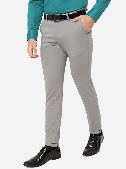 Grey Solid Slim Fit Club Wear Trouser | JB Studio