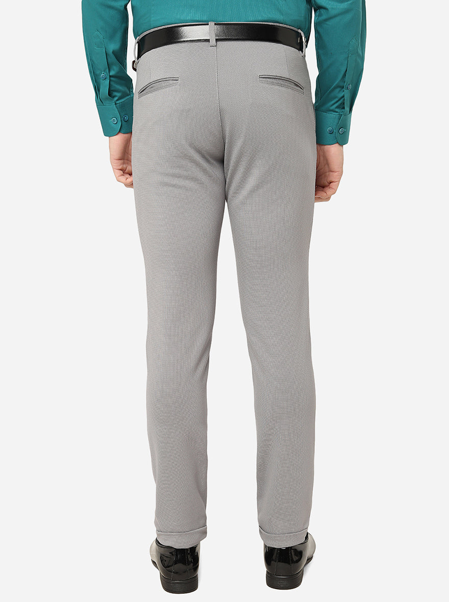 Grey Solid Slim Fit Club Wear Trouser | JB Studio