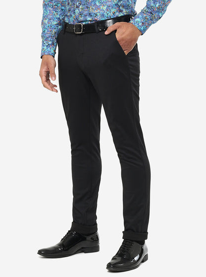 Black Solid Slim Fit Club Wear Trouser | JB Studio