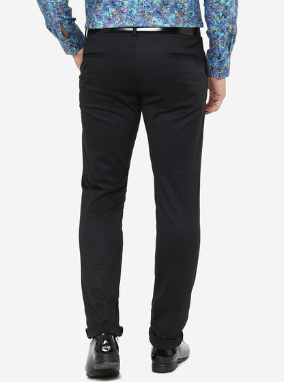 Black Solid Slim Fit Club Wear Trouser | JB Studio