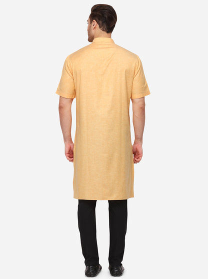 Orange Solid Regular Fit Modi Kurta | JadeBlue