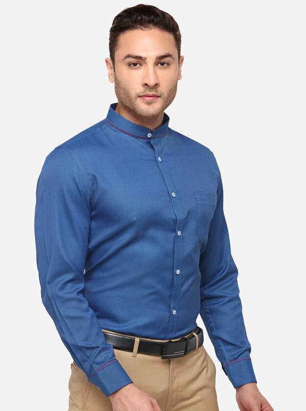 Royal Blue Solid Slim Fit Formal Shirt | Greenfibre