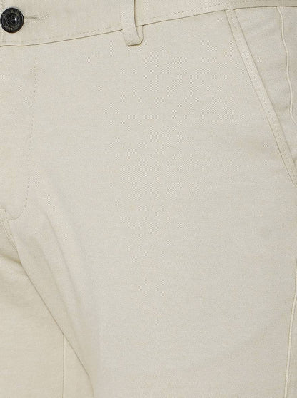 Off-White Solid Venice Fit Casual Trouser | JadeBlue