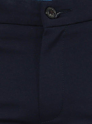Navy Blue Solid Venice Fit Casual Trouser | JadeBlue