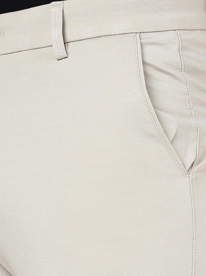 Cream Solid Venice Fit Casual Trouser | JadeBlue