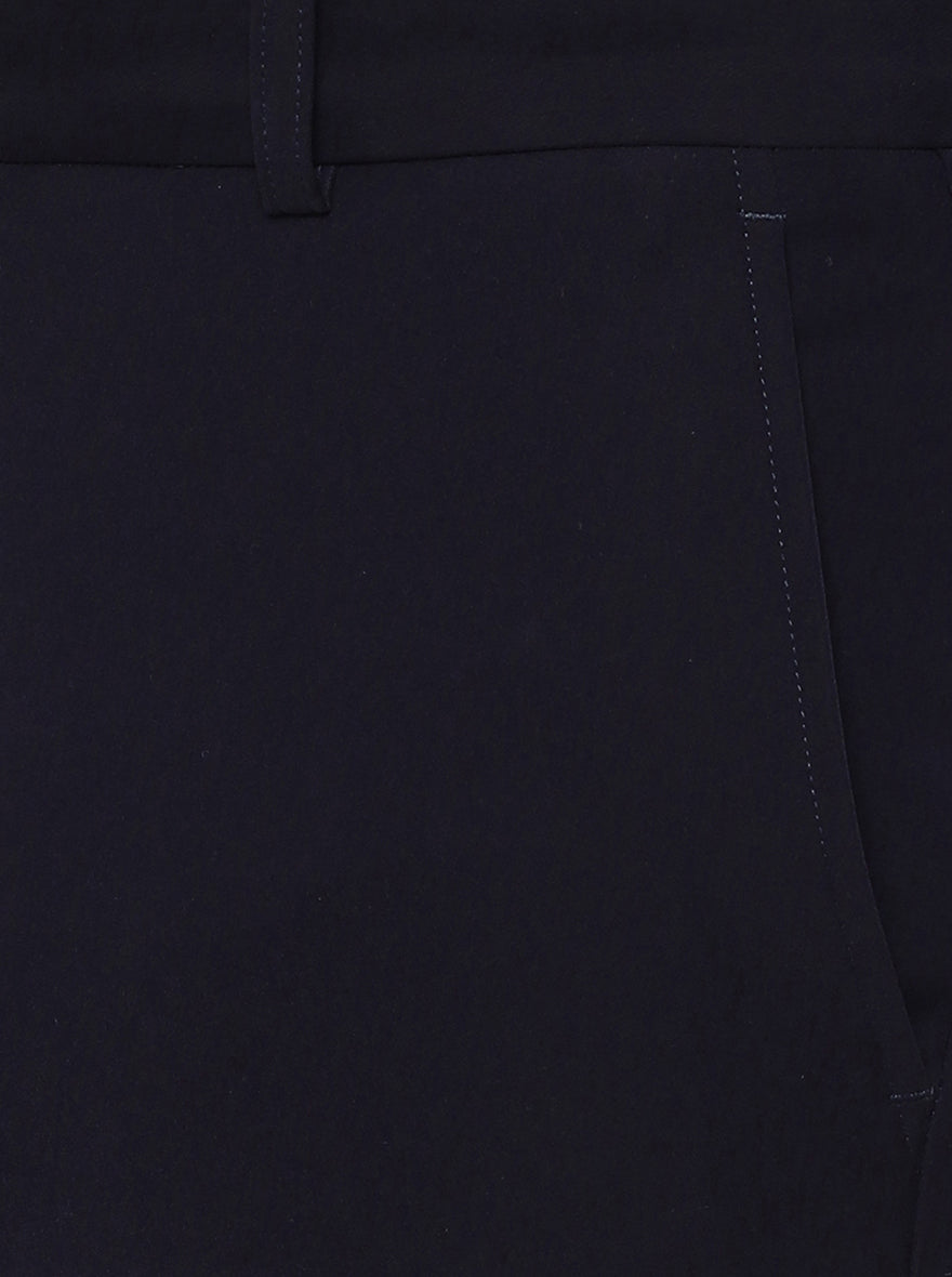 Blue Solid Slim Fit Formal Trouser | JB Studio