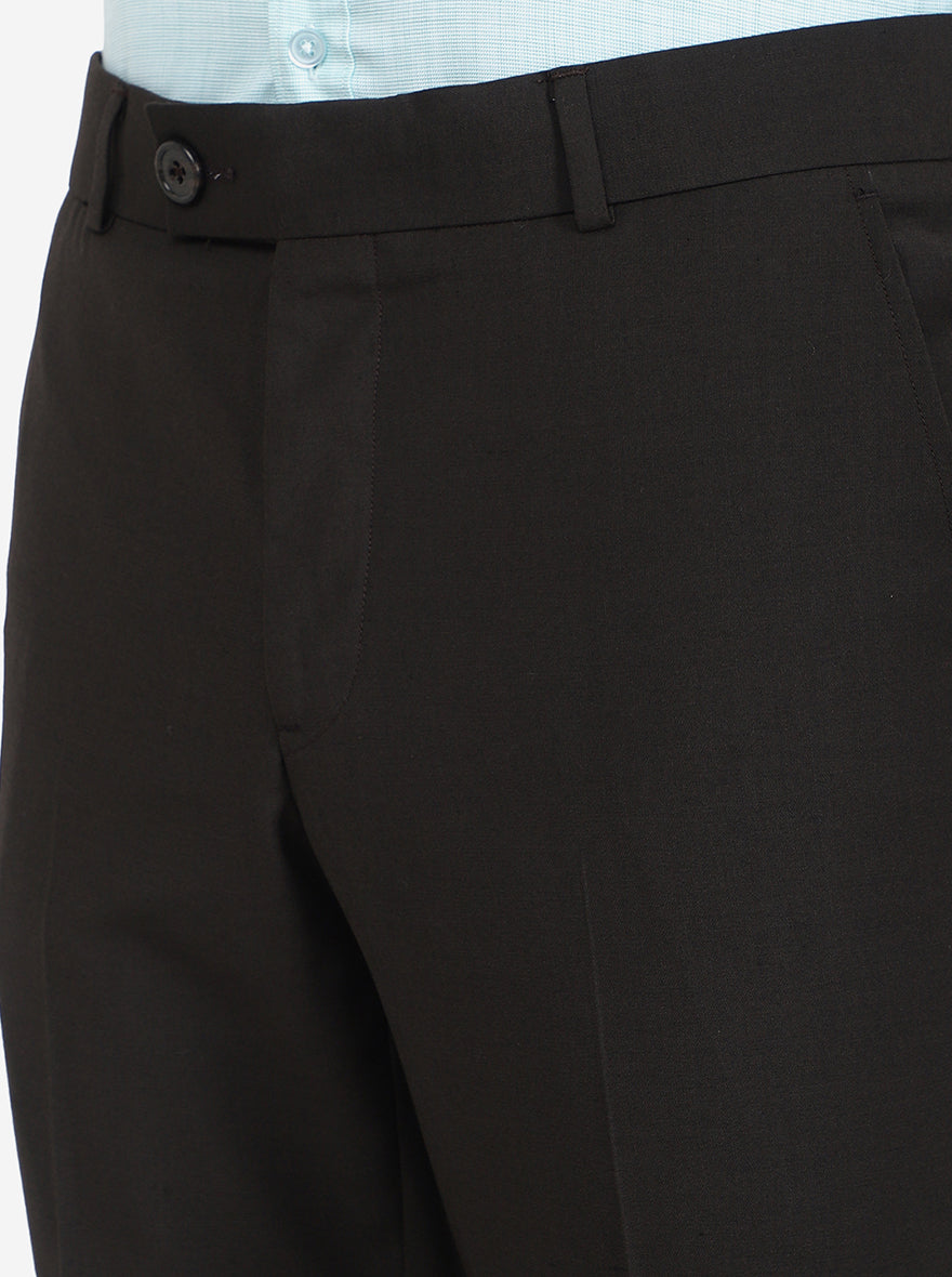 Brown Solid Slim Fit Formal Trouser | Greenfibre