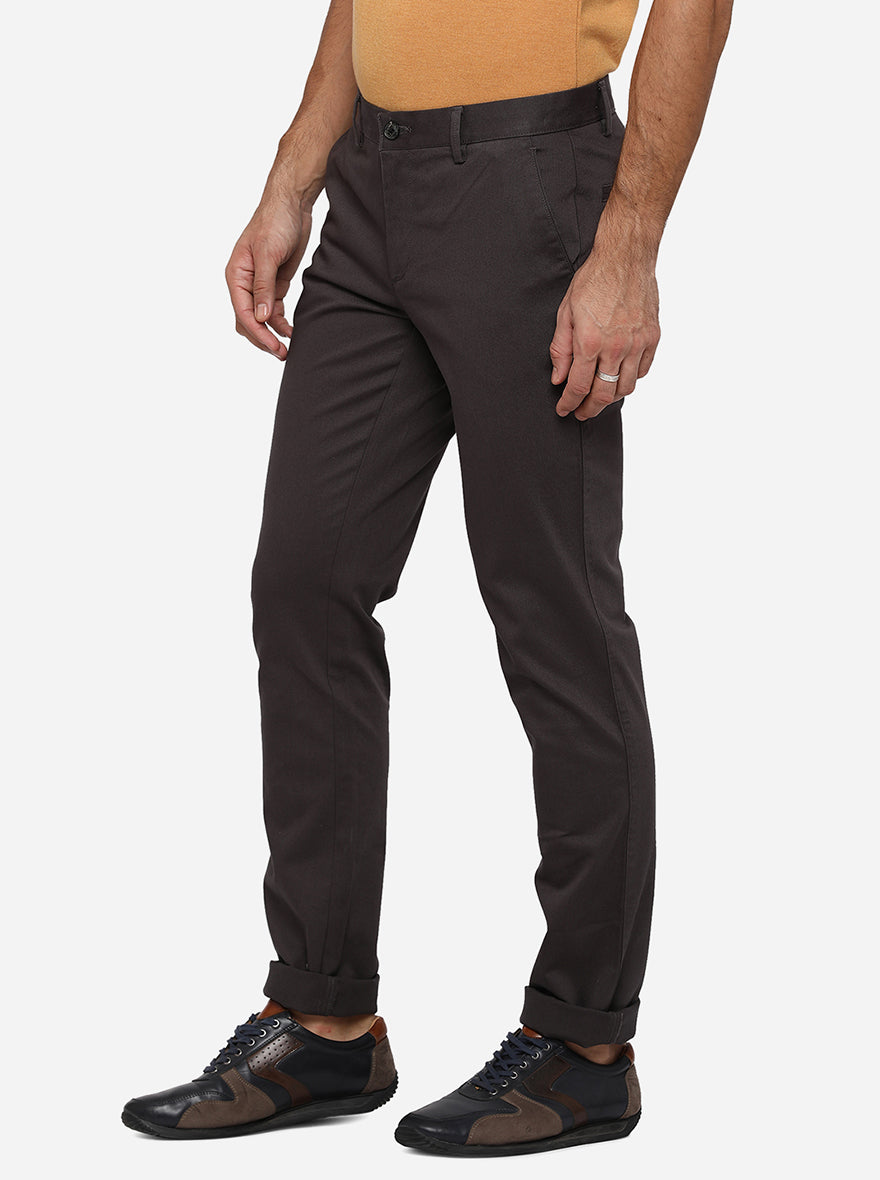 Grey Solid Uno Fit Casual Trouser | JadeBlue