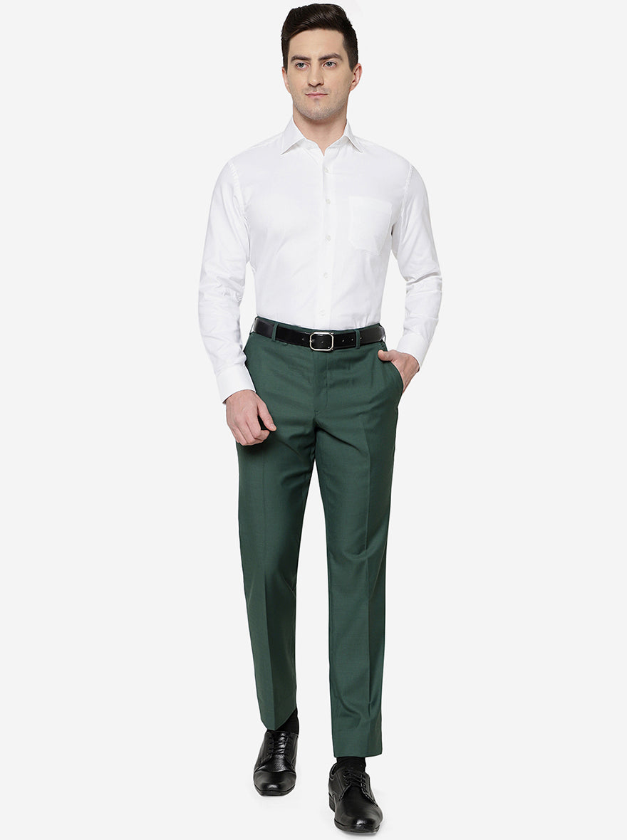 Green Solid Classic Fit Formal Trouser | JadeBlue
