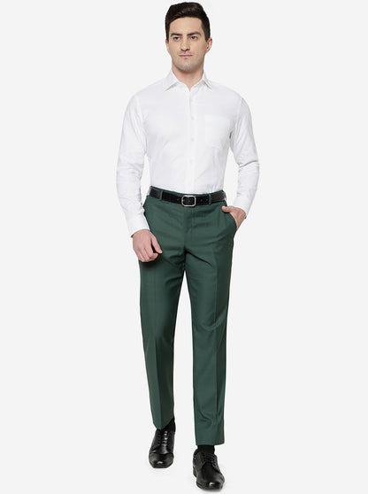 Green Solid Classic Fit Formal Trouser | JadeBlue