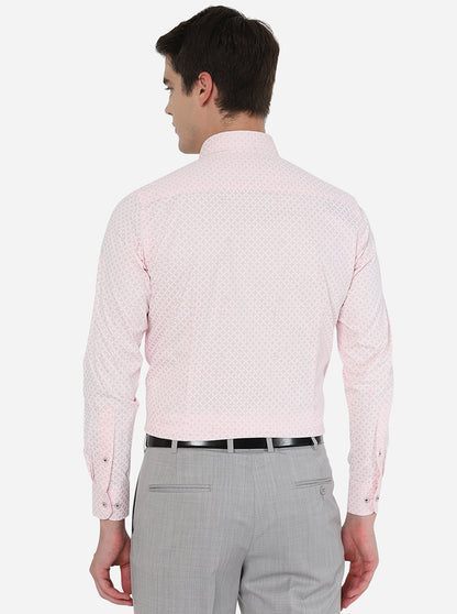 Pink Printed Slim Fit Formal Shirt | Metal
