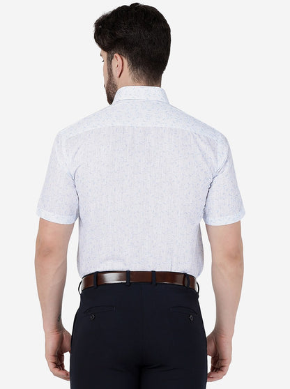 White Printed Regular Fit Formal Shirt | Greenfibre