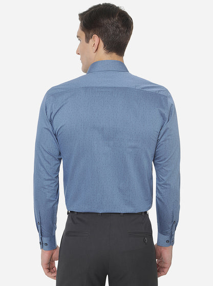 Blue Printed Regular Fit Formal Shirt | Greenfibre
