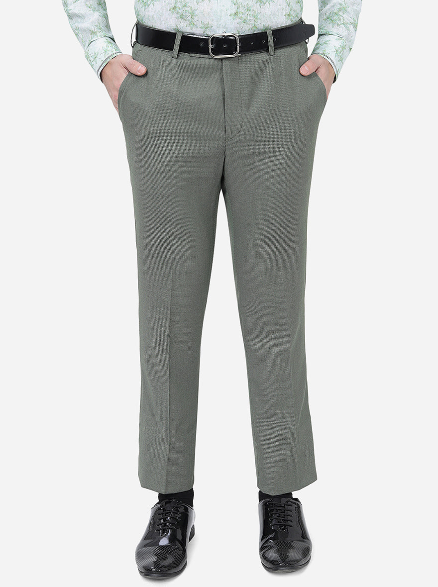 Light Green Solid Slim Fit Formal Trouser | Metal