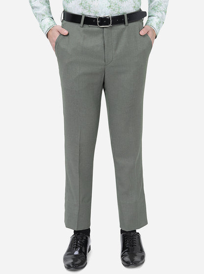 Light Green Solid Slim Fit Formal Trouser | Metal