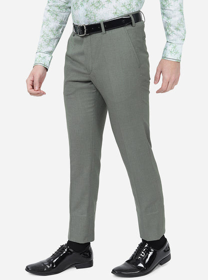 Light Green Solid Slim Fit Formal Trouser | Metal