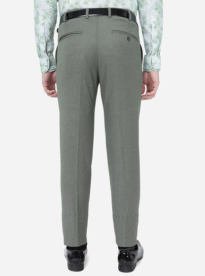 Light Green Solid Slim Fit Formal Trouser | Metal