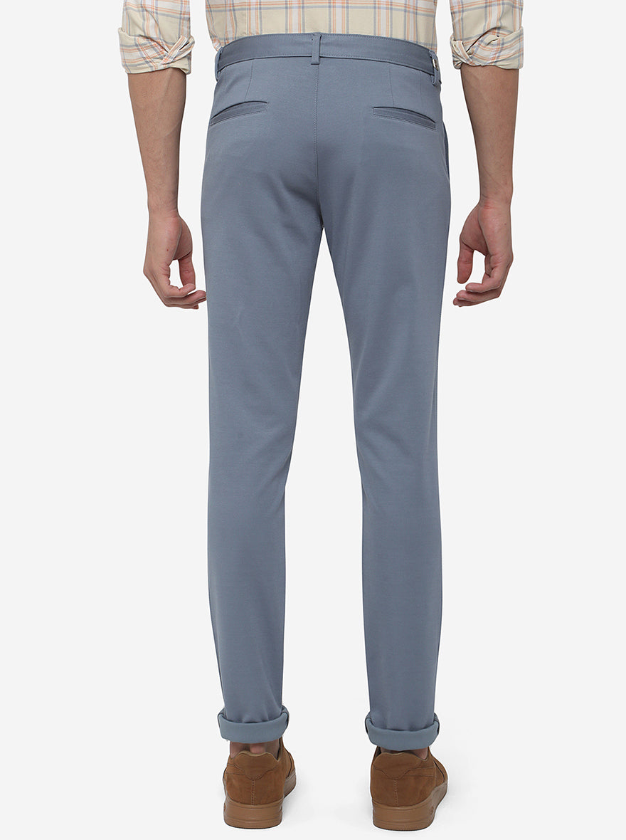 Sky Blue Solid Venice Fit Casual Trouser | JadeBlue