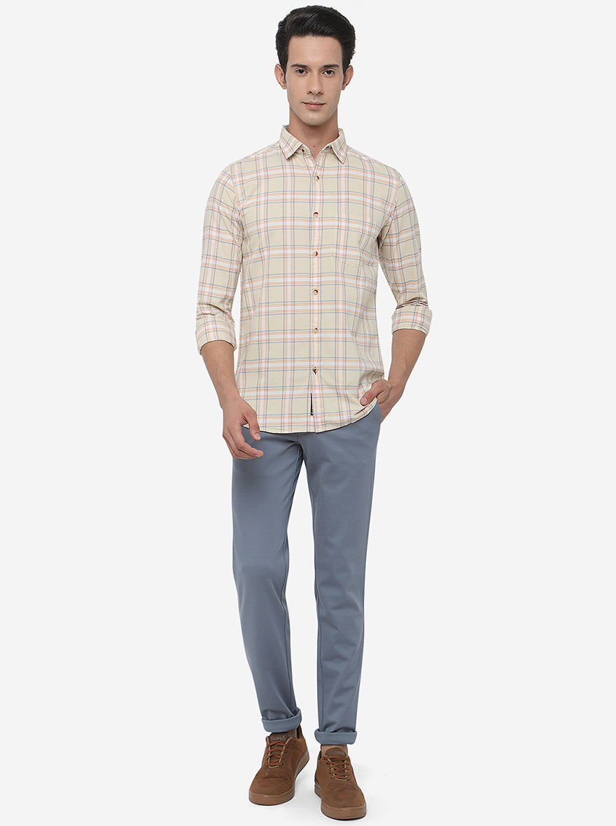 Sky Blue Solid Venice Fit Casual Trouser | JadeBlue