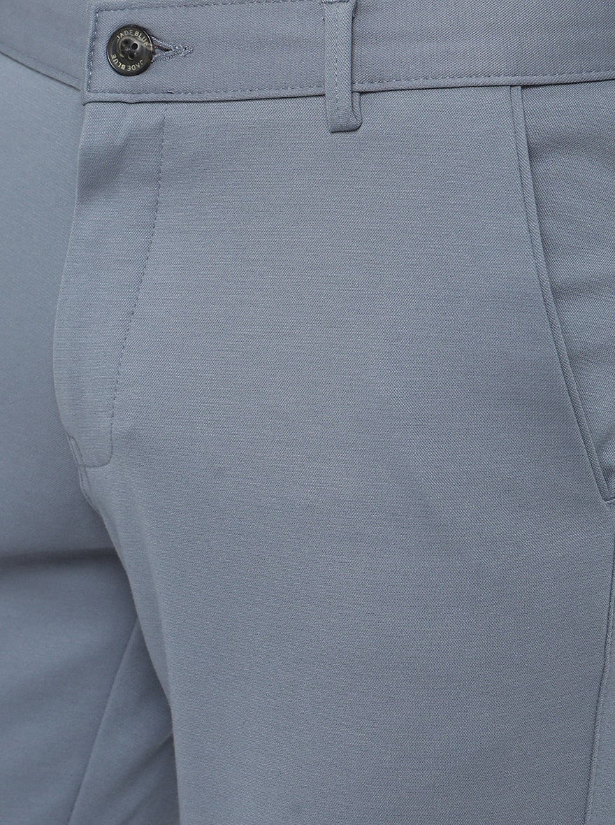 Sky Blue Solid Venice Fit Casual Trouser | JadeBlue