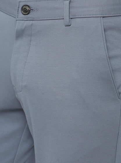 Sky Blue Solid Venice Fit Casual Trouser | JadeBlue