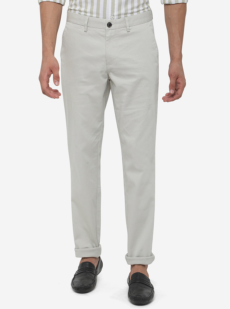 Light Grey Solid Uno Fit Casual Trouser | JadeBlue