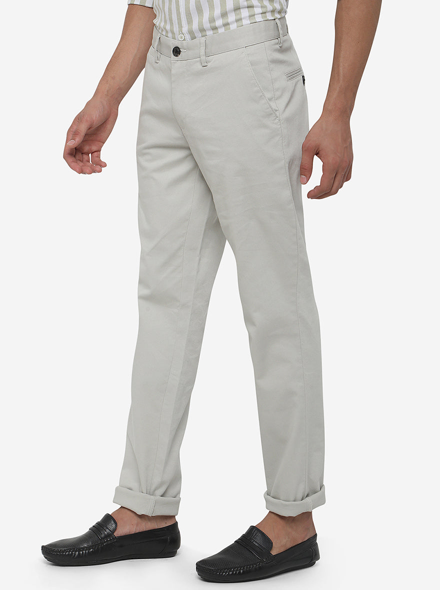 Light Grey Solid Uno Fit Casual Trouser | JadeBlue