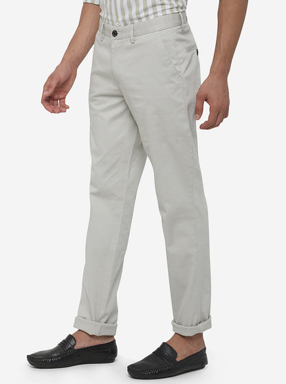 Light Grey Solid Uno Fit Casual Trouser | JadeBlue