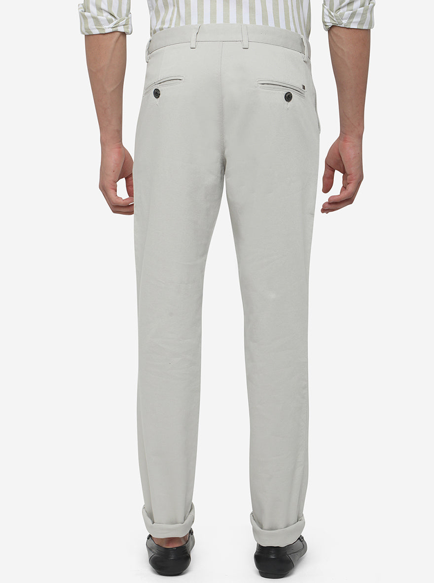 Light Grey Solid Uno Fit Casual Trouser | JadeBlue