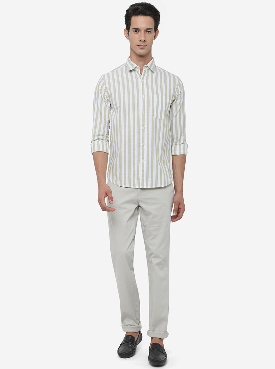 Light Grey Solid Uno Fit Casual Trouser | JadeBlue