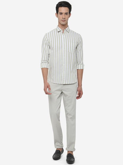Light Grey Solid Uno Fit Casual Trouser | JadeBlue